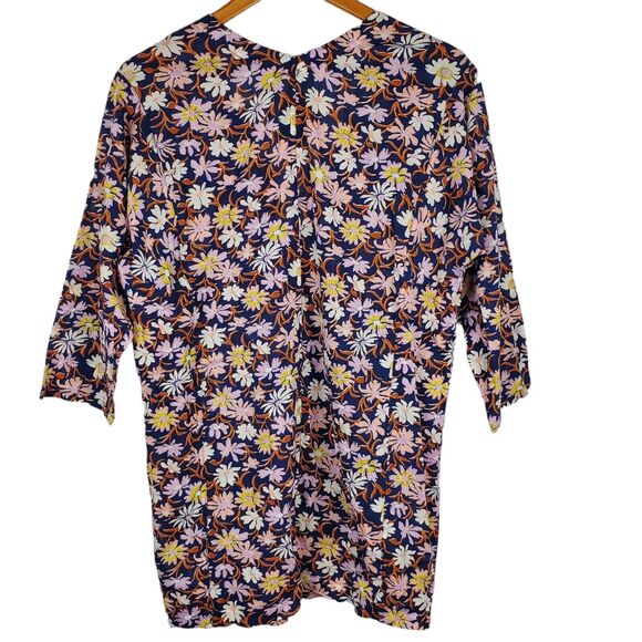 Madewell Blue Poolhouse Floral 100% Cotton Short Robe Jacket XS - Picture 3 of 7